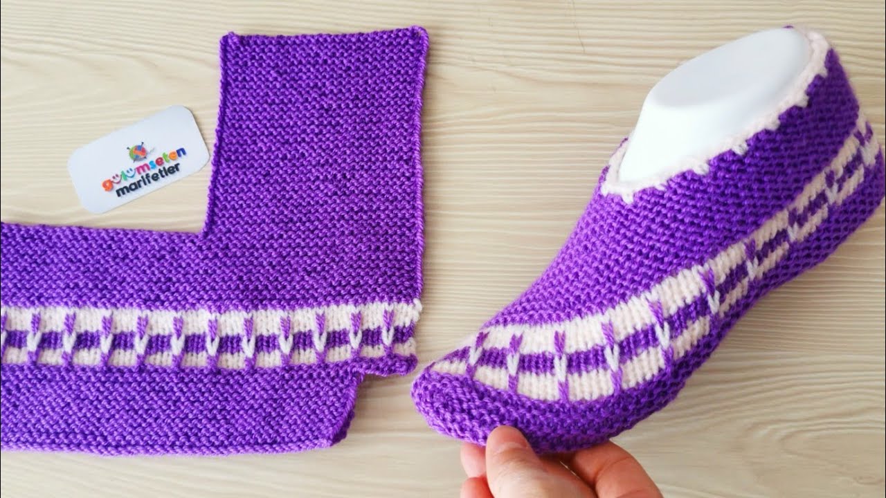 Новый дизайн вязания женских пинеток носков - рисунок вязания