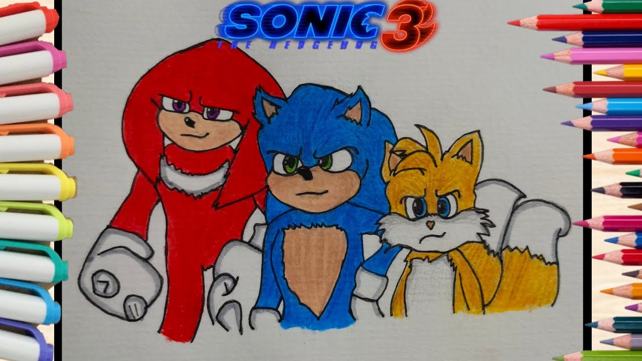 How To Draw Sonic, Knuckles, Tails || Sonic The Hedgehog 3||Drawing ...