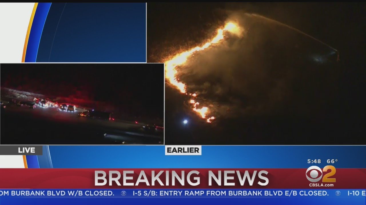 Small Brush Fire Breaks Out Along 118 Freeway In Simi Valley - YouTube