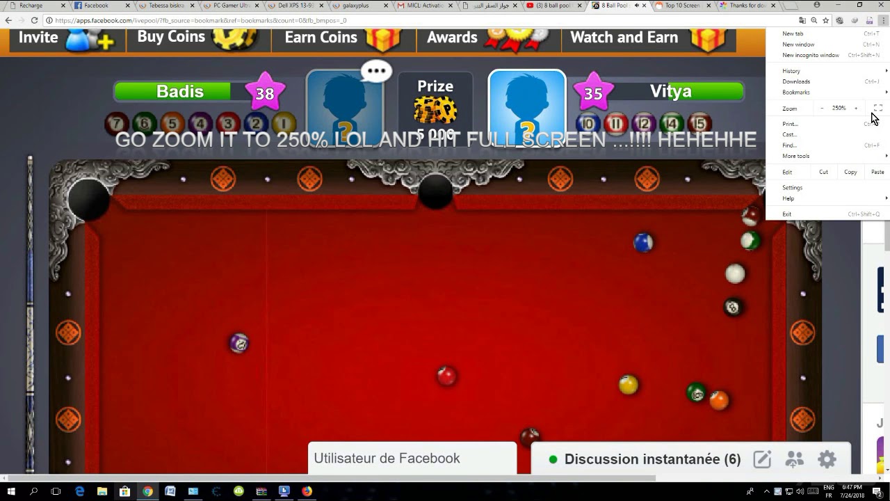 dumb solution to 8 ball pool's full screen lol !!!!