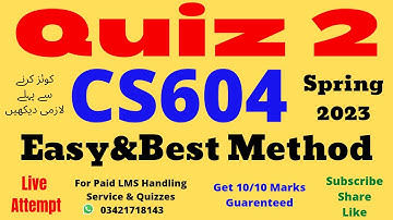 CS604 Quiz No 2 Solution Spring 2023 100% Verified Answers