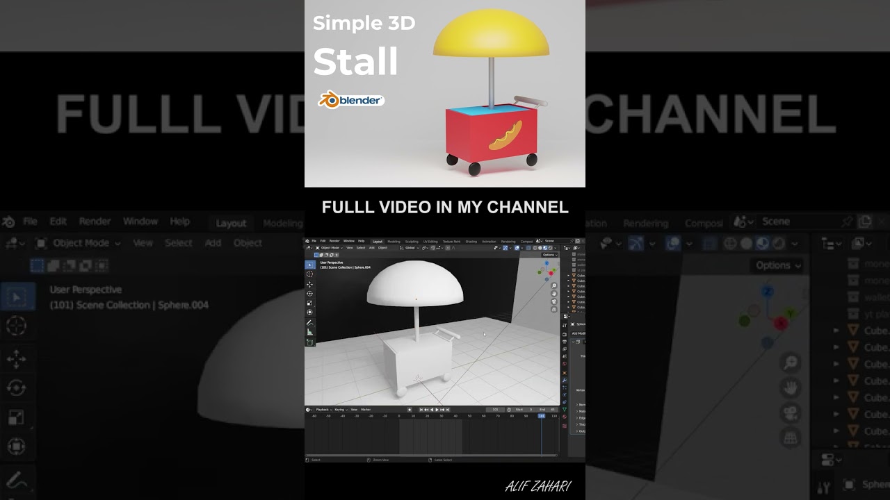 Simple Stall  3D model with blender for beginner 