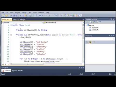 Visual Basic Tutorial   60   Sorting And Reversing Arrays   YouTube