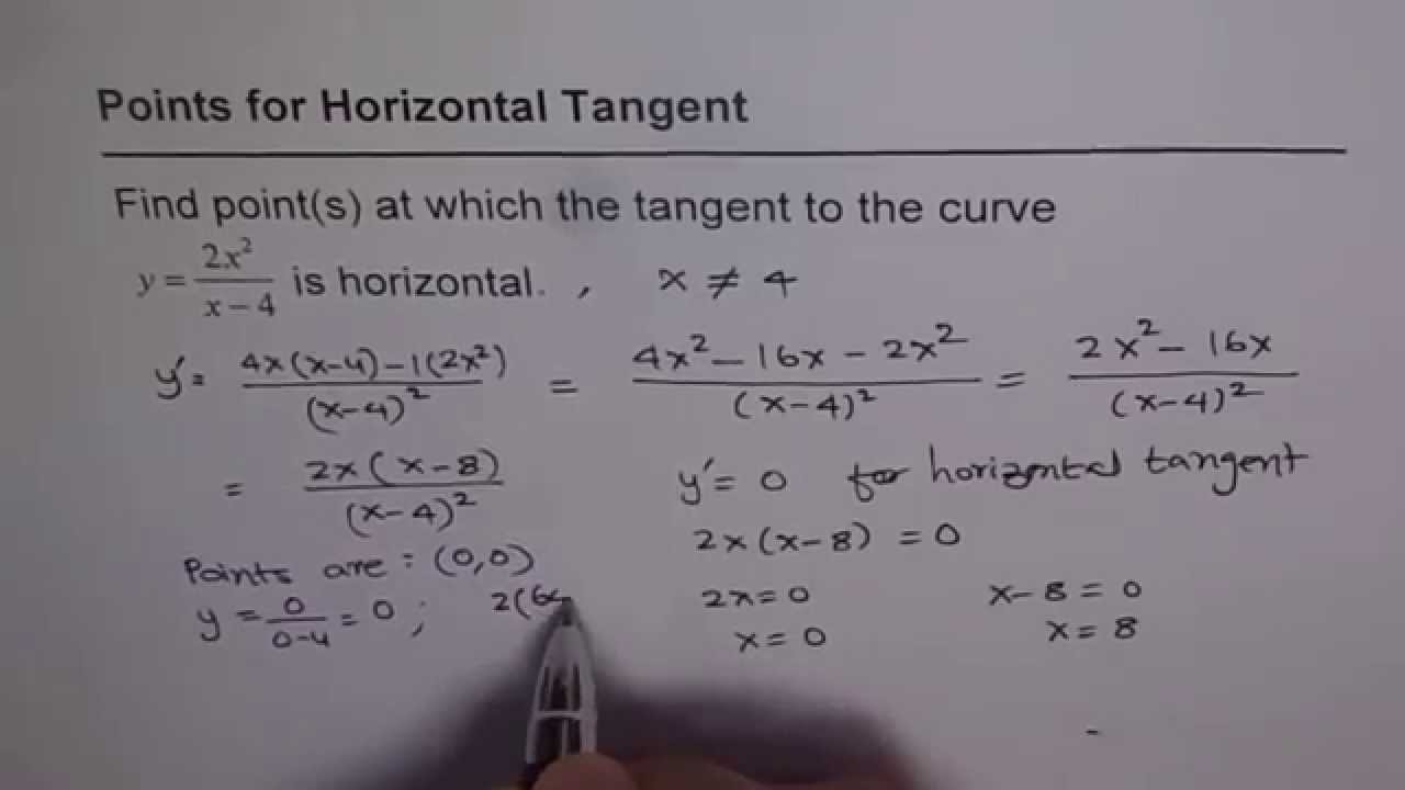 How To Find Horizontal Tangent Line Point