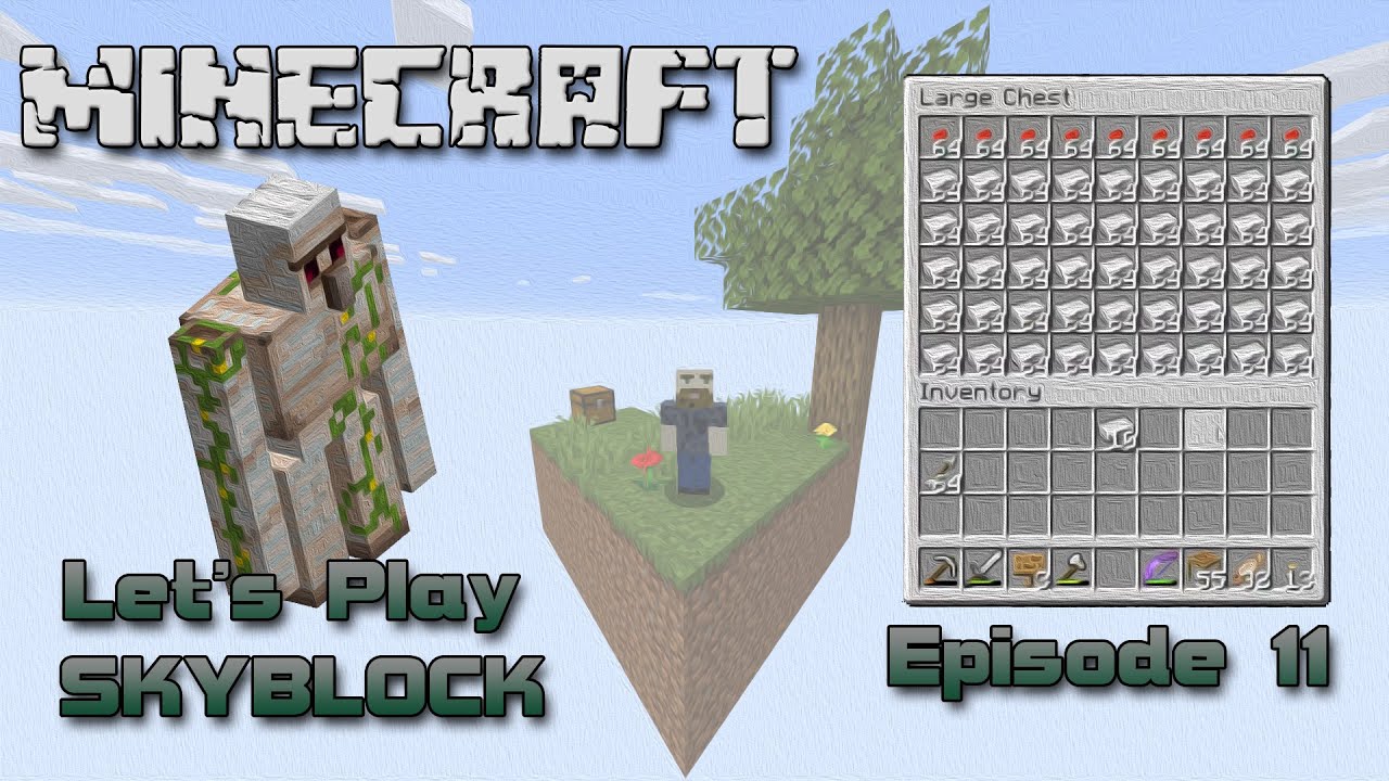 Iron Farm! Lets Play Skyblock Survival in Minecraft 1.15 Episode 11