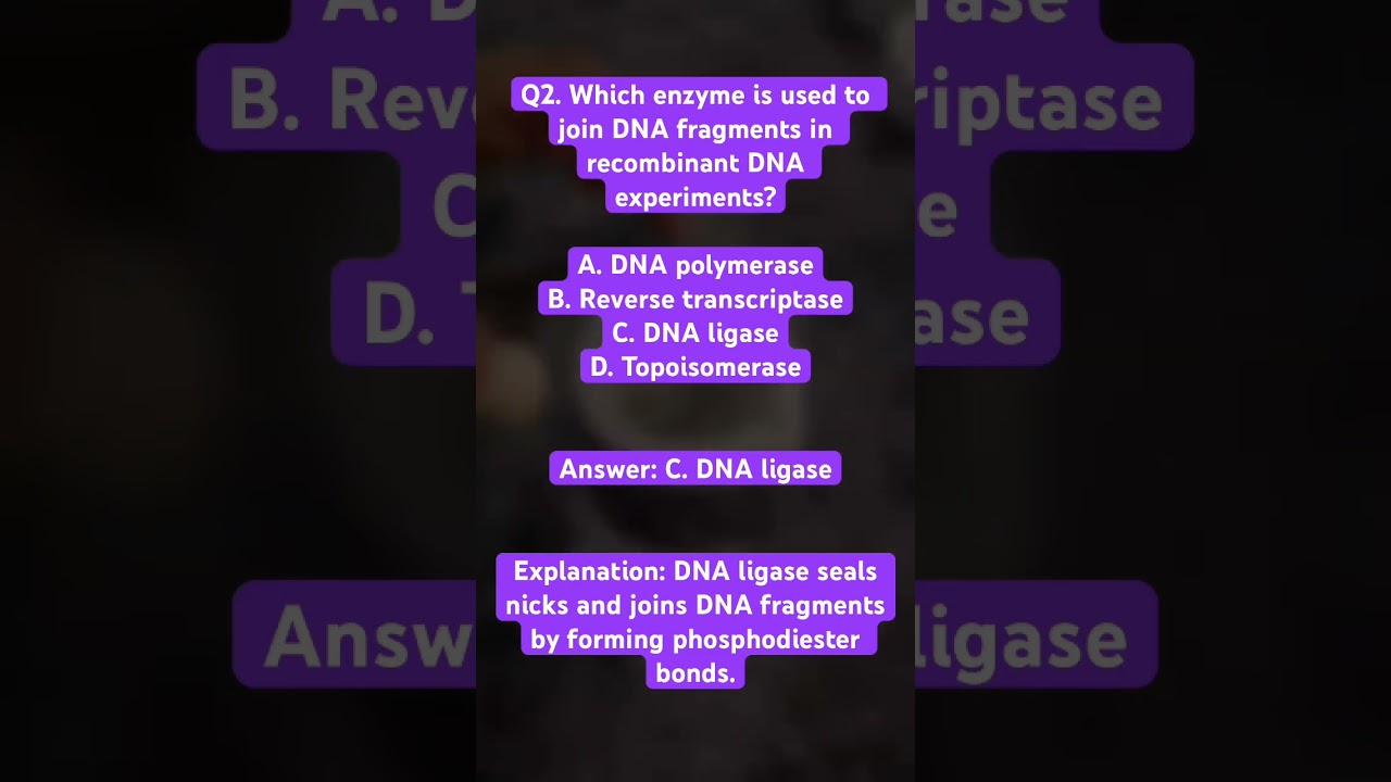 Recombinant DNA Technology || MCQ || Q. 2 