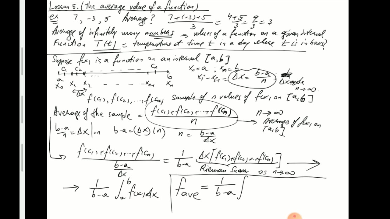 Lesson 5 (The average value of a function) - YouTube