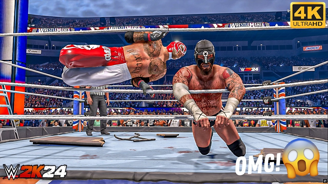 WWE 2K24 - CM Punk (c) vs. Rey Mysterio (c) - Championship at WrestleMania | PC [4K60]