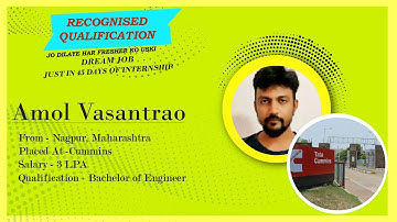 Congrats , Amol |Civil Engineer |Salary 3 LPA |Joined as Associate Network Engineer in Cummins India