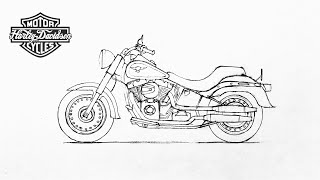 Как нарисовать мотоцикл Харли-Дэвидсон поэтапно | How to draw a Harley-Davidson motorcycle