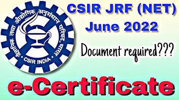 e-Certificate for joint CSIR UGC NET (JRF) June 2022 | official notification | Document varification
