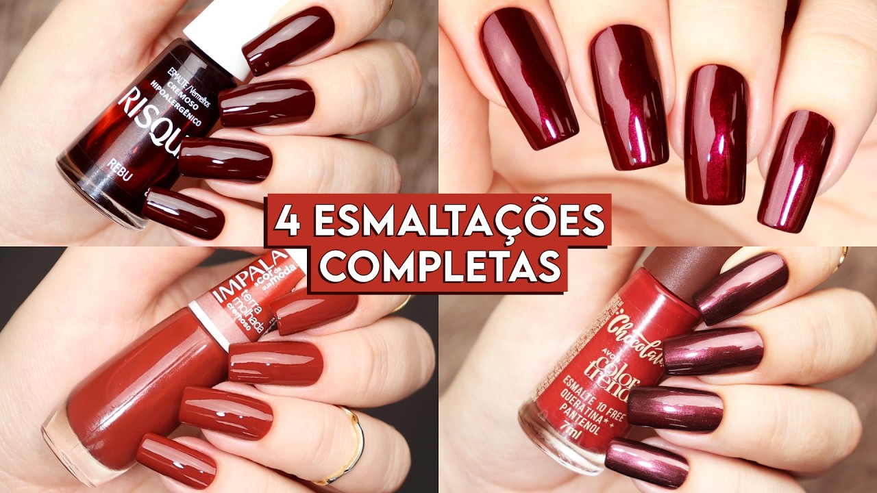 Fiz as Unhas com 4 ESMALTES em TONS TERROSOS com Risqué, Impala, Avon e Anita | Esmaltação Completa