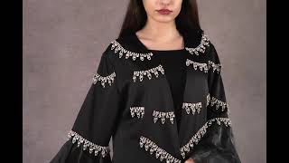Taşlı Siyah Abaya Abaya Ferace Modelleri Bussra Design