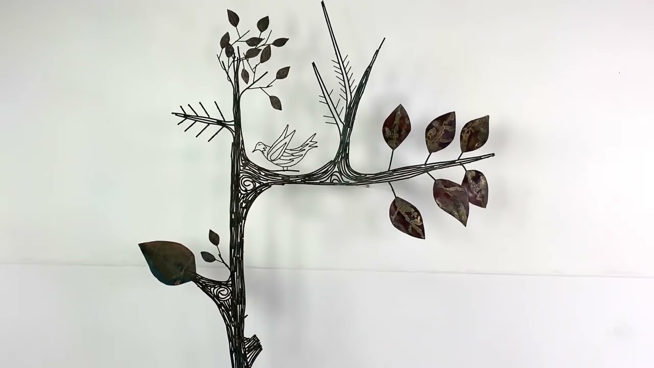 Curtis Jere Style Mid Century Large Brutalist Patinated Metal Tree Sculpture