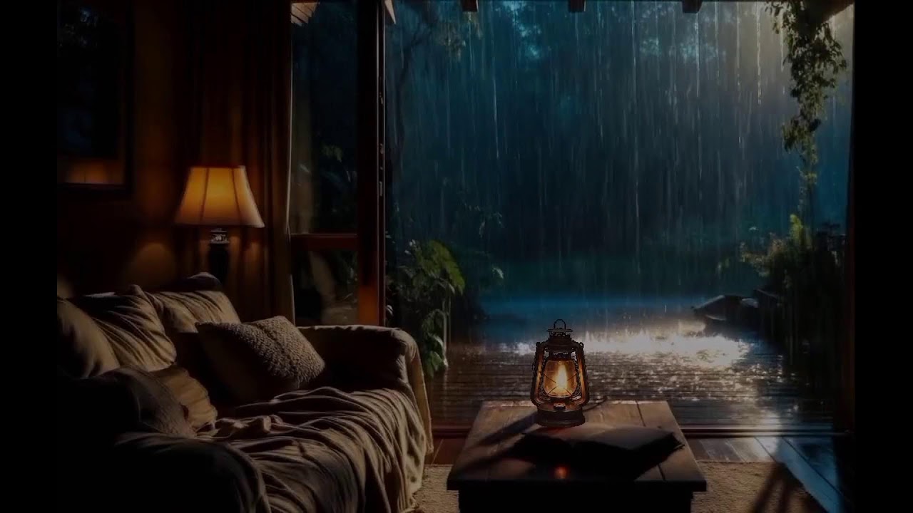 Steady Rain and Soft Thunder | Peaceful Indoor Night Scene | rain sounds for sleep USA