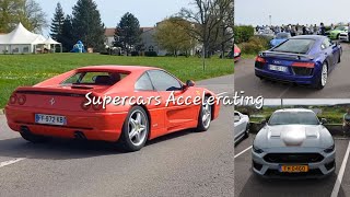 Supercars Accelerating, départ du Sunday Meeting, Audi r8 v10, lotus emira, Ford Mustang March1...