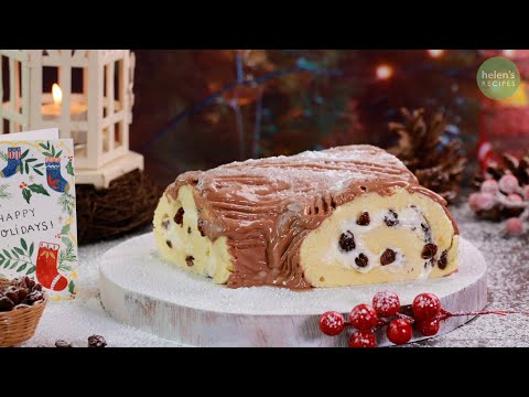 Easy Yule Log Cake for Christmas - Bnh Khc Cy Ging Sinh   Helen