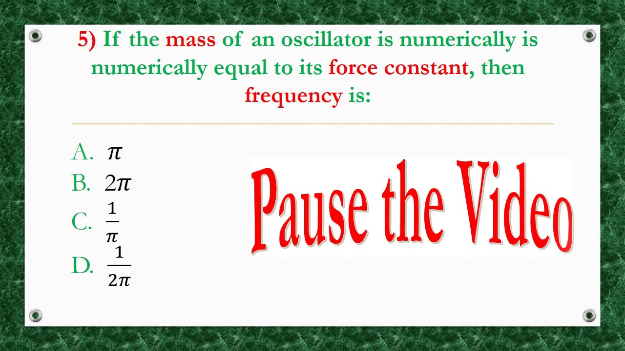 ENTRY TEST 7 most important oscillation mcqs with solution YouTube
