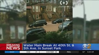 Crews Working On Water Main Break In Sunset Park