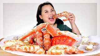 SEAFOOD BOIL: GIANT SHRIMP RECIPE + KING CRAB + GIANT LOBSTER + SCALLOP MUKBANG 먹방 EATING SHOW!