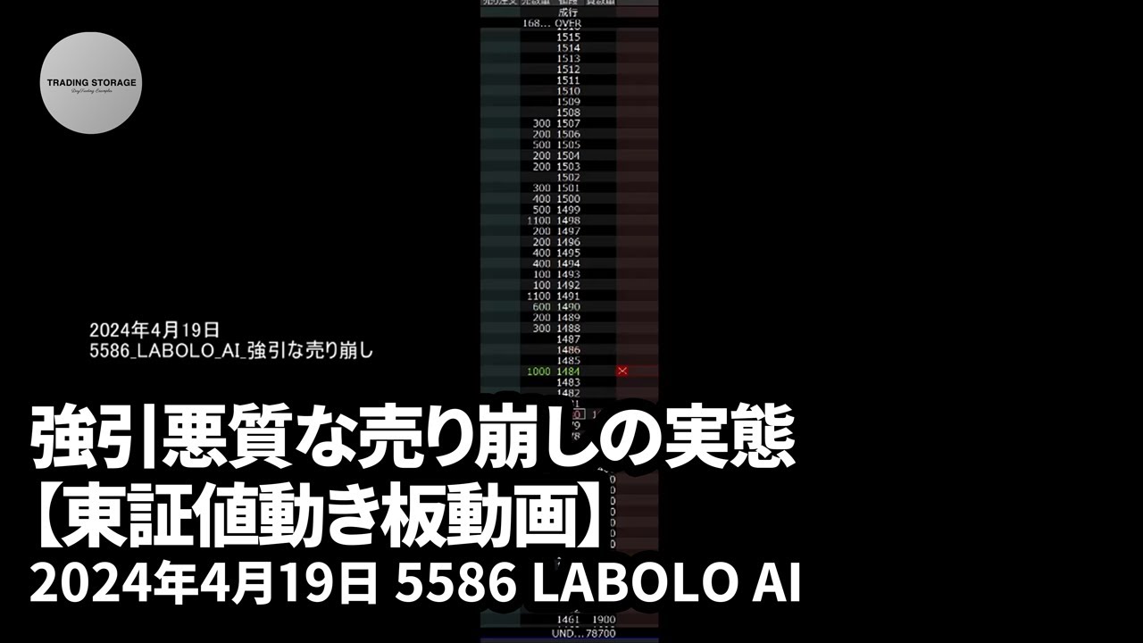 Labolo 2024年4月19日 5586 LABOLO AI 強引悪質な売り崩しの実態~「厚板崩壊の瞬間」:たった1000株が市場を歪める?見せ板と ...