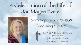 A Celebration of the Life of Jan Magee Evers (1938-2025) | July 29, 2025 - Noon