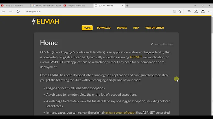 Using Elmah for Error Logging in Mvc