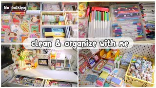 จัดระเบียบเครื่องเขียน,ทำความสะอาด | Asmr + organizing my stationery + cleaning 🥰✨