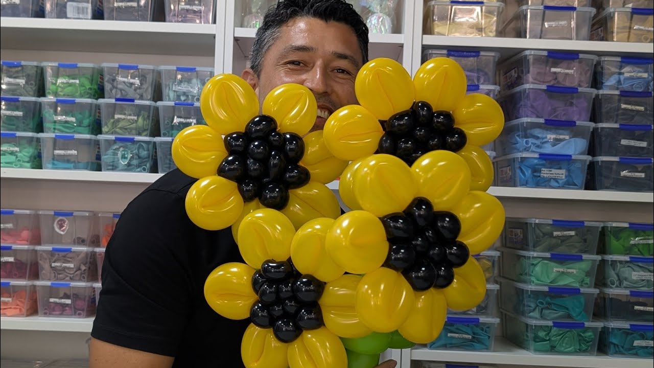 Como hacer un girasol con globos