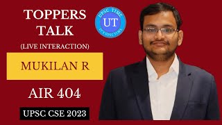 UPSC Topper Mukilan R (AIR 404) Live Interaction l Toppers Talk l UPSC TIME