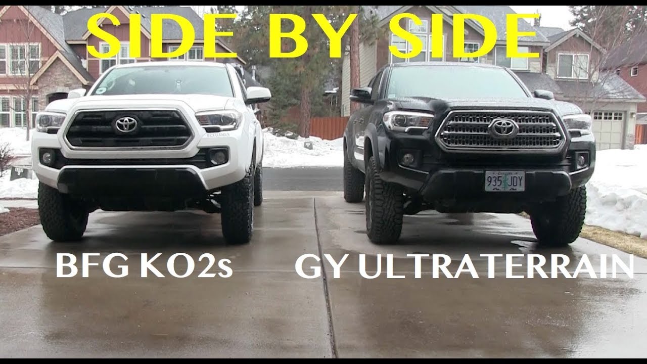 3rd Gen Tacoma Side By Side Comparison 265 75 R16 Goodyear Ultraterrain Ats Bfg K02s Youtube