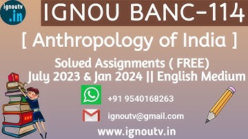 IGNOU BANC-114 Solved Assignment July 2023 & Jan 2024 [FREE] || IGNOU BSCANH || IGNOU TV || IGNOU ||