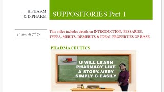 SUPPOSITORIES- TYPES, MERIT-DERITS, IDEAL PROPERTIES OF BASE