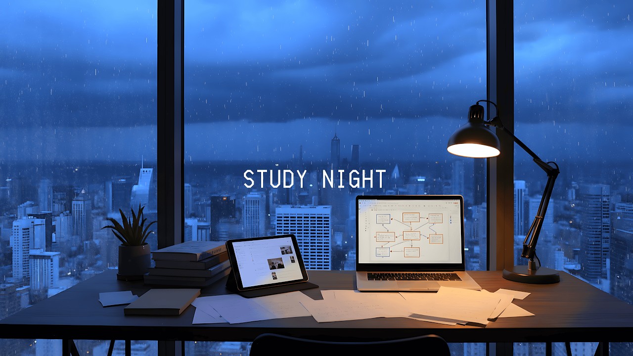 Chilled Late Night Study Session 🌧️ Quiet Apartment in the Heavy Rain | Relaxing Lofi Music Mix