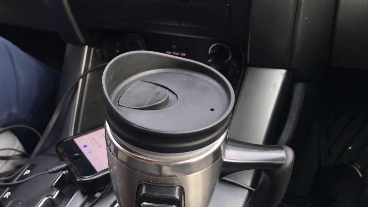 SmartGear Heated Travel Mug Silver 12V DC Car Auto Handled LED LCD  Temperature