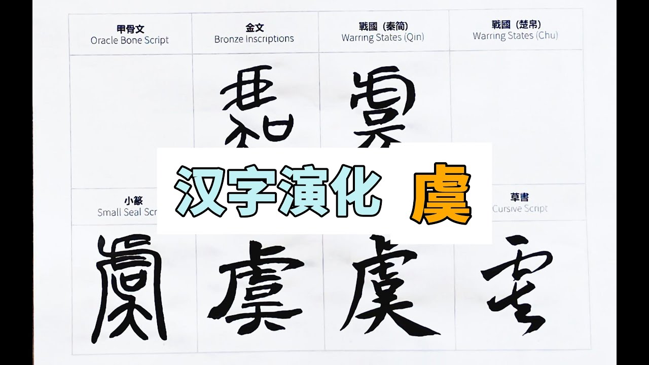 虞 字：从甲骨文到楷书,汉字书写的演变 #calligraphy #汉字 #art #汉字 #书道 #handwriting #漢字 #書道 ...