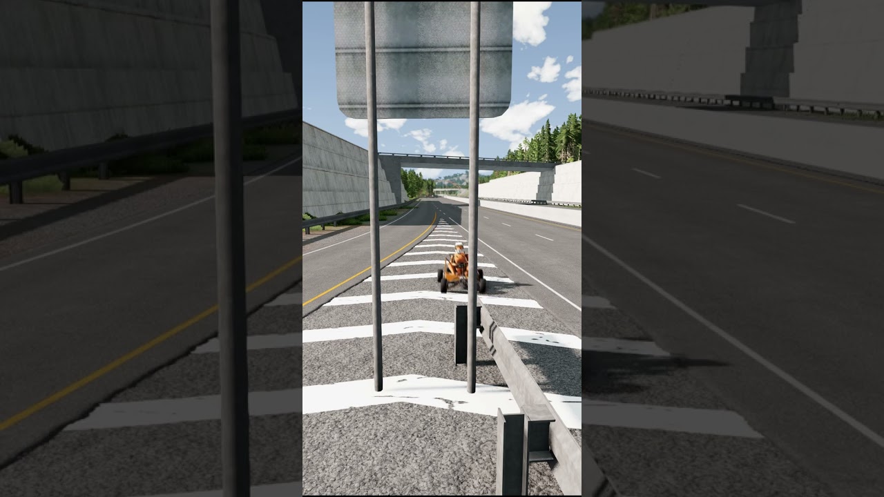 BeamNG Crash - Cars Vs Guardrail 