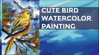 Cute colorful fantasy bird watercolor painting tutorial easy