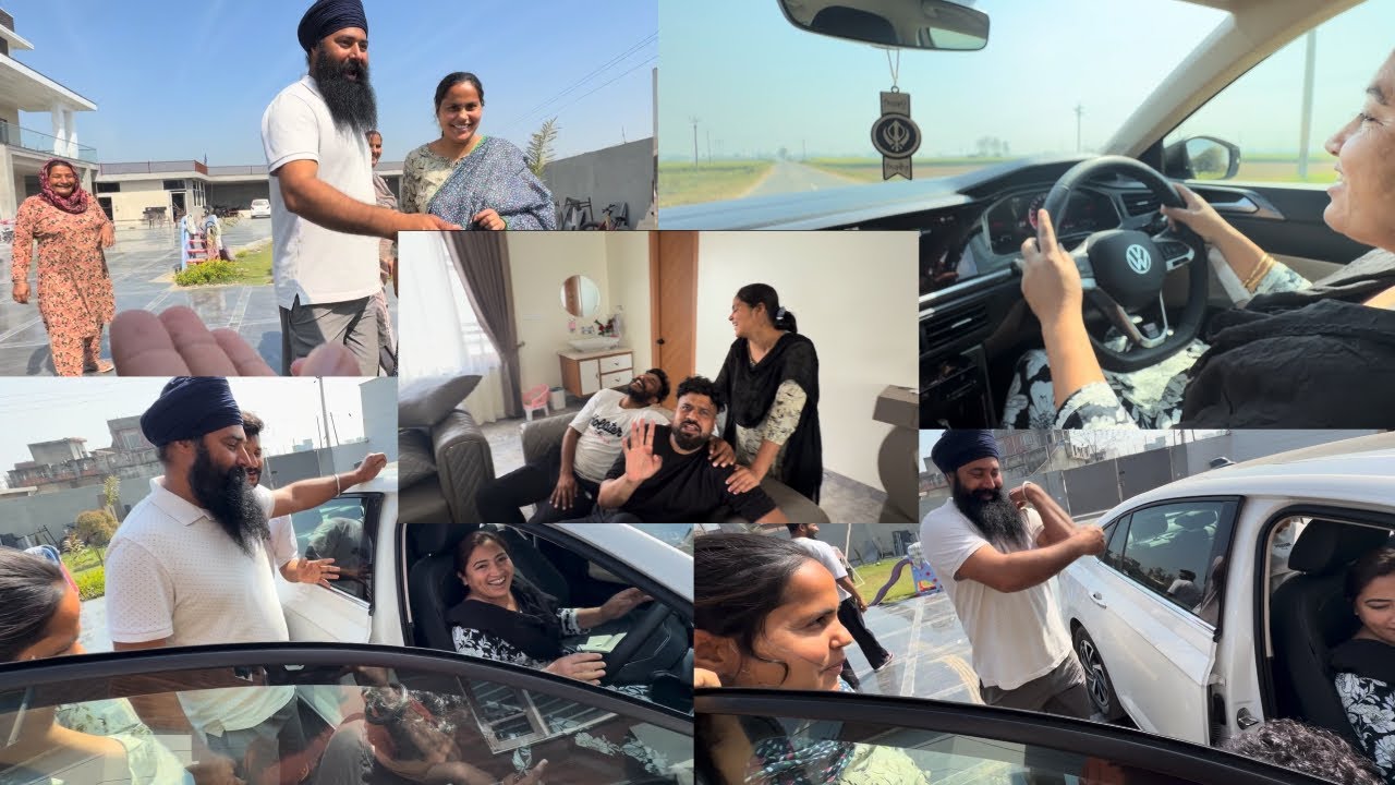 ਸੰਦੀਪ ਦੀਦੀ ਨੇ ਪਹਿਲੀ ਵਾਰ ਕਾਰ ਚਲਾਈ ਸਬ ਡਰੇ ਫਿਰਦੇ Sandeep didi ne pehli var car chlai sare dare firde 😂