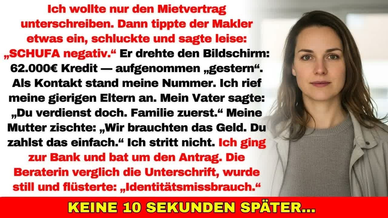 In der SCHUFA stand „negativ“… meine gierigen Eltern nahmen 62 000€ Kredit auf meinen Namen und…
