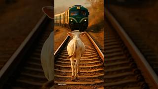 A Holy Cow miracle in India! It sensed disaster and stopped the train to save everyone #shorts