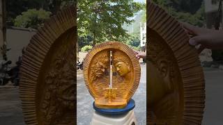 “Harmony of Light &amp; Shadow “Duality of Peace and Power 🧘‍♂️🦁#wood #statue #buddha #vishuart #workout