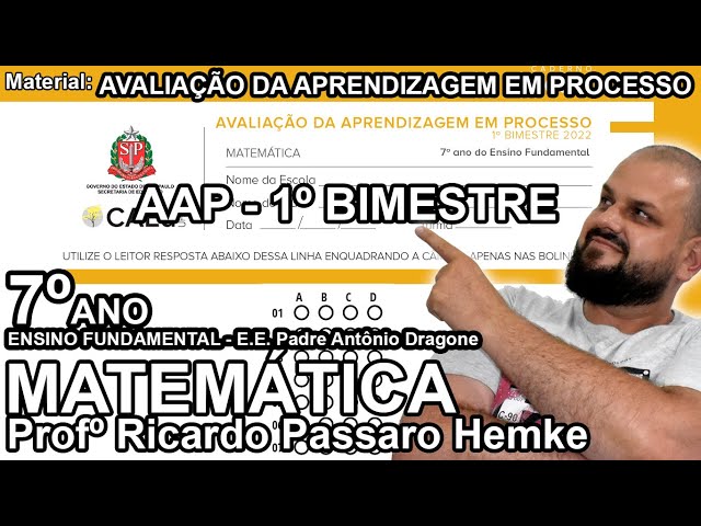 mat17aap q0007 Matemática 1º ano do Ensino Médio - 7ª Avaliação de  Aprendizagem em Processo 