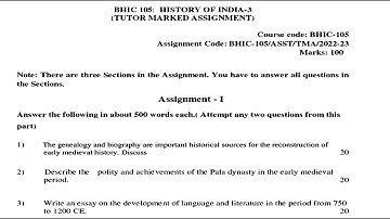 BHIC 105 IGNOU SOLVED ASSIGNMENT 2022 2023 | ENGLISH | HISTORY OF INDIA 3 | JULY 2022 JANUARY 2023