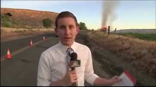 Firefighters Work to Extinguish Hay Stack Fire Just North of Selah