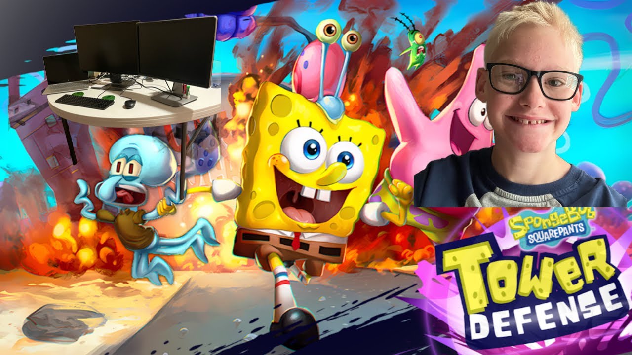 Playing Sponge Bob tower defense on my new PC - YouTube