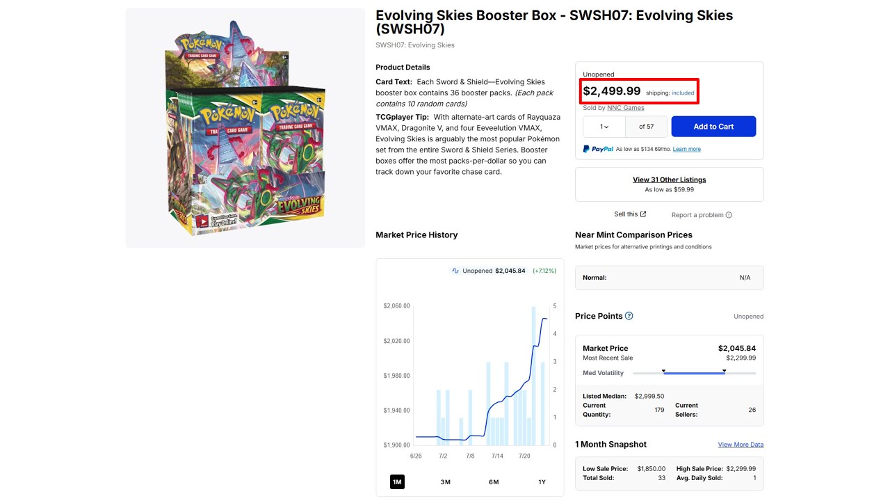 evolving skies booster box market price Pokemon Booster Pack Bundle (1995-2026) main image 0