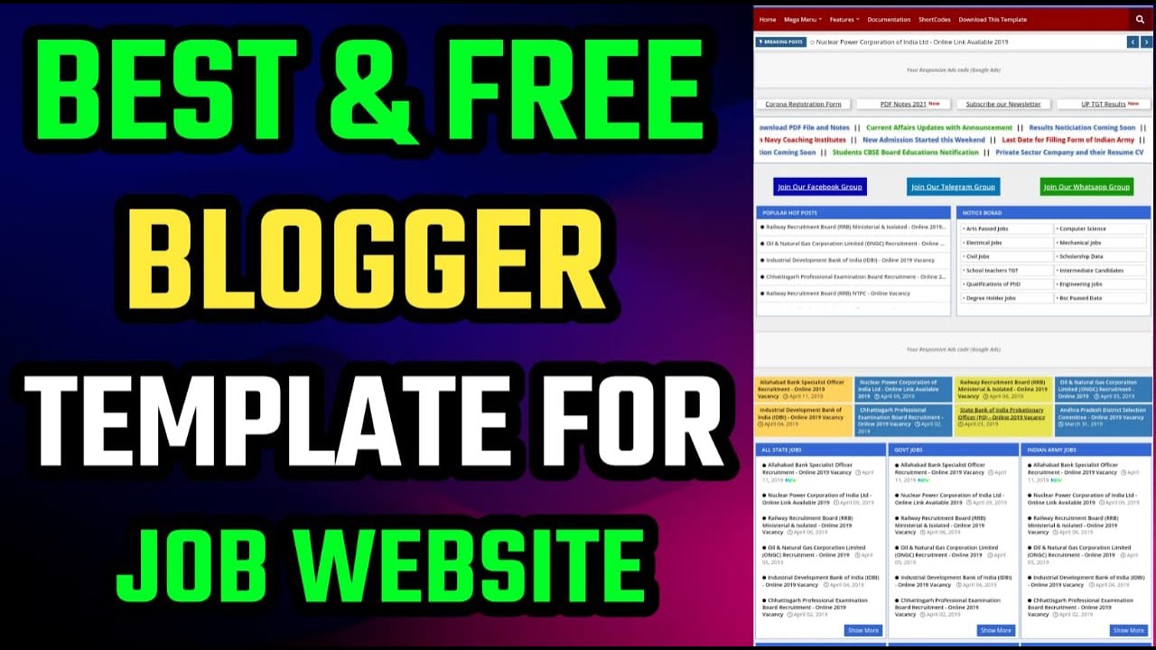 Best Free Blogger Templates For Job Websites | Professional Job Site ...