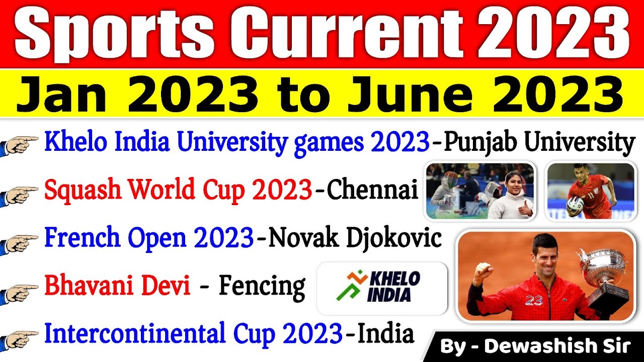 Sports Current Affairs 2023 | खेल करंट अफेयर्स 2023 | Jan to June 2023 ...