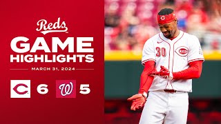 Nationals vs. Reds Game Highlights (3/31/24) | MLB Highlights